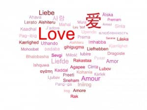 Heart filled with meaning of love on many different languages